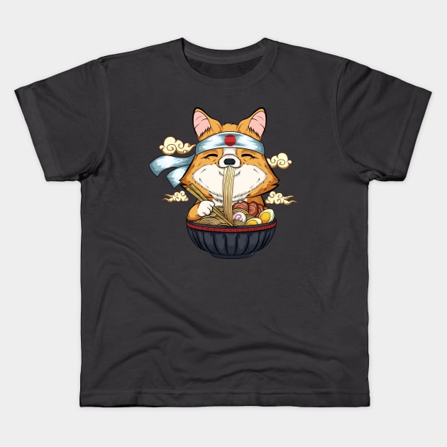 Chinese food  corgi lover noodles lovers Kids T-Shirt by the house of parodies